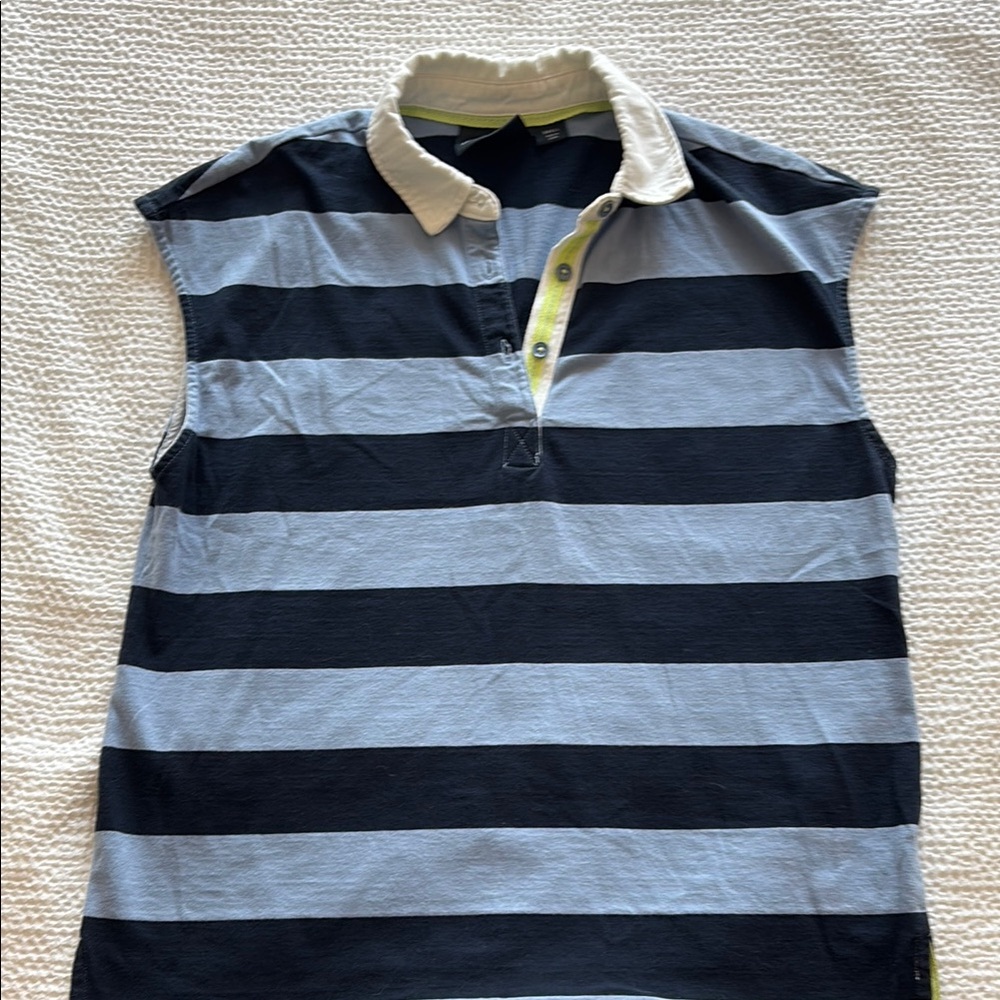 Anthropologie Black and Gray Striped Muscle Tee